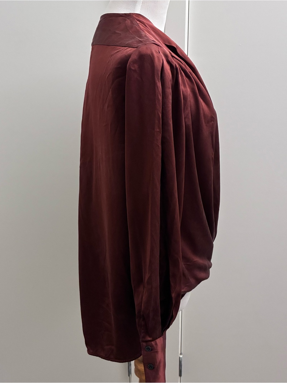 Rag & Bone Women’s Large Silk Blouse Bronze Draped Surplice Business Casual - Picture 4 of 8